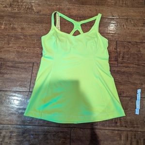 Lululemon Strappy Tank Top Built in Bra Women's size 10 neon yellow